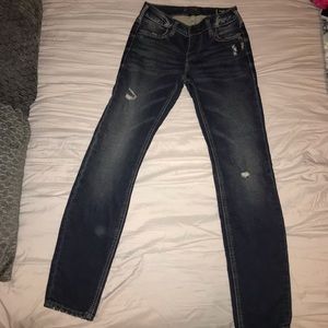 SILVER JEANS CO. SUKI MID SUPER SKINNY DARK WASH
